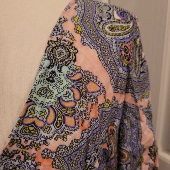 Victoria's Secret Kimono Duster Top Pink Purple Paisley Tassels Spring S… - Picture 2 of 8